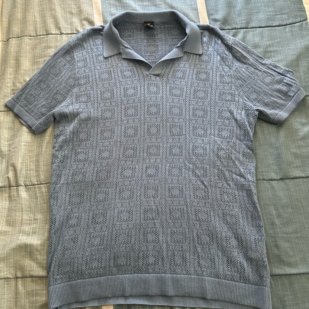 Hollister Blue Sweater Polo, Men’s Large